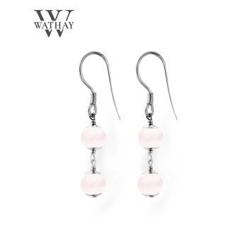 WATHAY Magic Stone | Ezüst fülbevaló rózsakvarccal