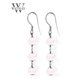 WATHAY Magic Stone | Ezüst fülbevaló rózsakvarccal