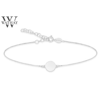   WATHAY MINIMAL DESIGN | Ezüst karkötő | Gravírozható körrel | 20 cm