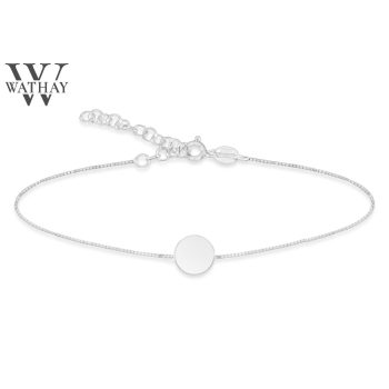   WATHAY MINIMAL DESIGN | Ezüst karkötő | Gravírozható körrel | 20 cm