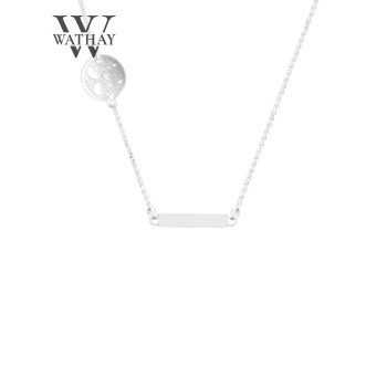   WATHAY MINIMAL DESIGN | Ezüst nyaklánc | Gravírozható téglalappal - életfával | 50 cm