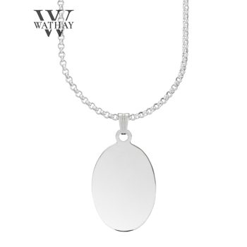   Ezüst medál | Ovális nagy Anker lánccal | Fénykép és Üzenet gravírozás 