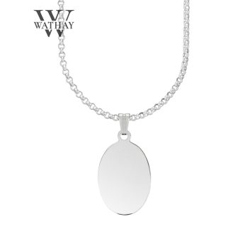   Ezüst medál | Ovális közepes Anker lánccal | Fénykép és Üzenet gravírozás