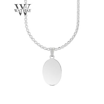   Ezüst medál | Ovális kicsi Anker lánccal | Fénykép és Üzenet gravírozás