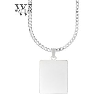   Ezüst medál | Téglalap nagy Pancer lánccal | Fénykép és Üzenet gravírozás