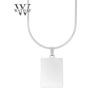   Ezüst medál | Téglalap közepes Pancer lánccal | Fénykép és Üzenet gravírozás