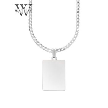   Ezüst medál | Téglalap közepes Pancer lánccal | Fénykép és Üzenet gravírozás