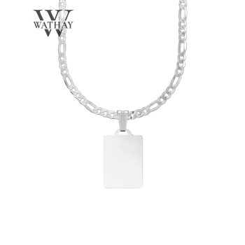   Ezüst medál | Téglalap kicsi Figaro lánccal | Fénykép és Üzenet gravírozás