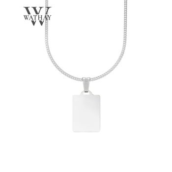   Ezüst medál | Téglalap kicsi Pancer lánccal | Fénykép és Üzenet gravírozás