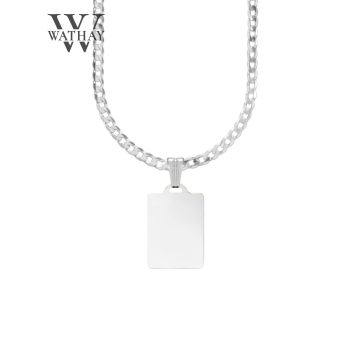   Ezüst medál | Téglalap kicsi Pancer lánccal | Fénykép és Üzenet gravírozás