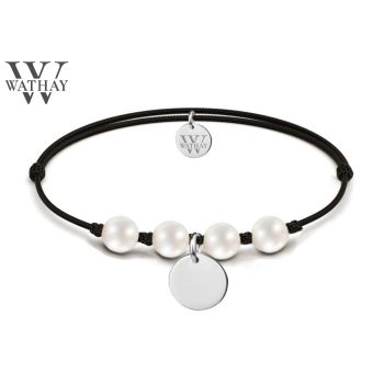   WATHAY Pearl  | Zsinóros karkötő 4 igazgyönggyel | Gravírozható körrel